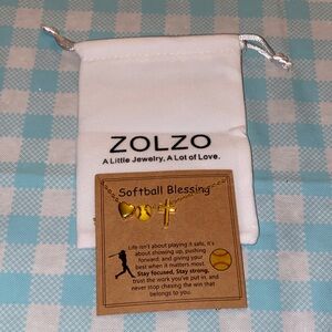 Gold Softball Blessing Necklace - Yellow Accent